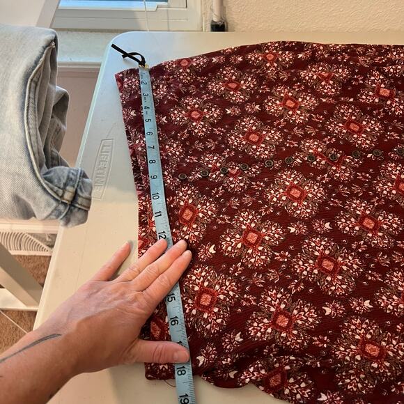 Earthbound Indie Boho Printed Faux Button Front Slit Maxi Skirt Size XL - Picture 7 of 9